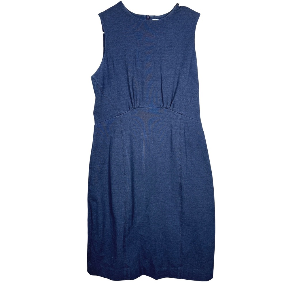 M.M. LaFleur Blue Sleeveless Empire Waist Sheath Dress 6 Cotton‎ Stretch Career